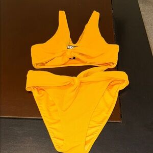 Beach Riot Bright EmmA Tie-Front Ribbed Bikini Set